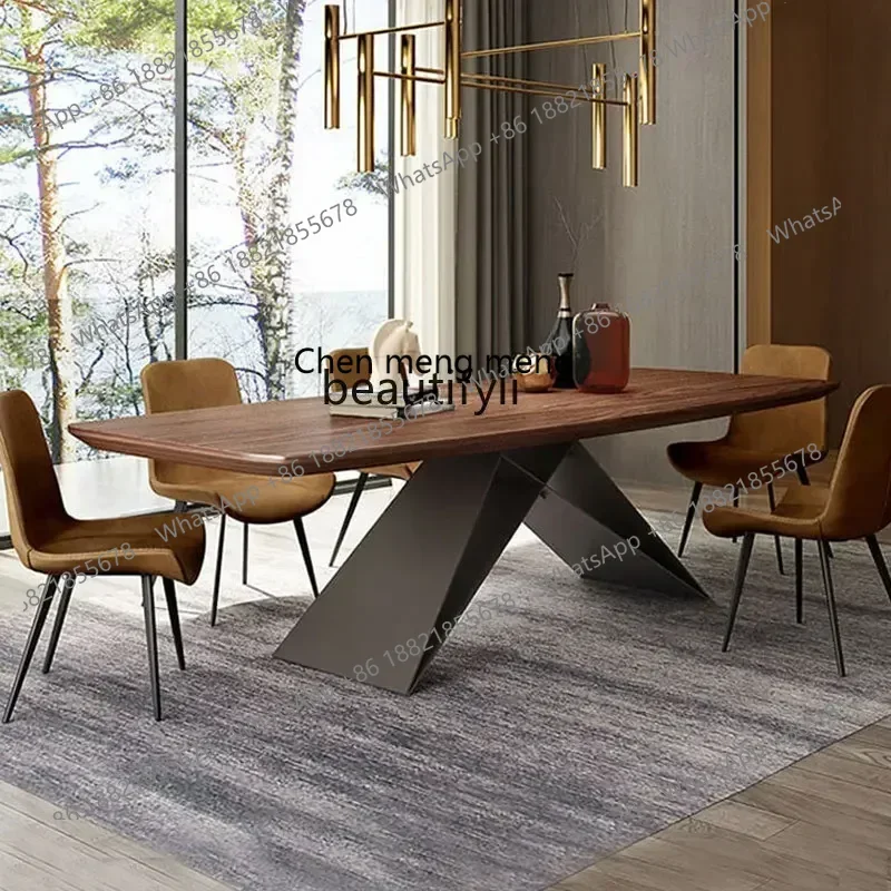 ss7486 Nordic dining table rectangular creative dining table walnut designer industrial style furniture New Light Luxury