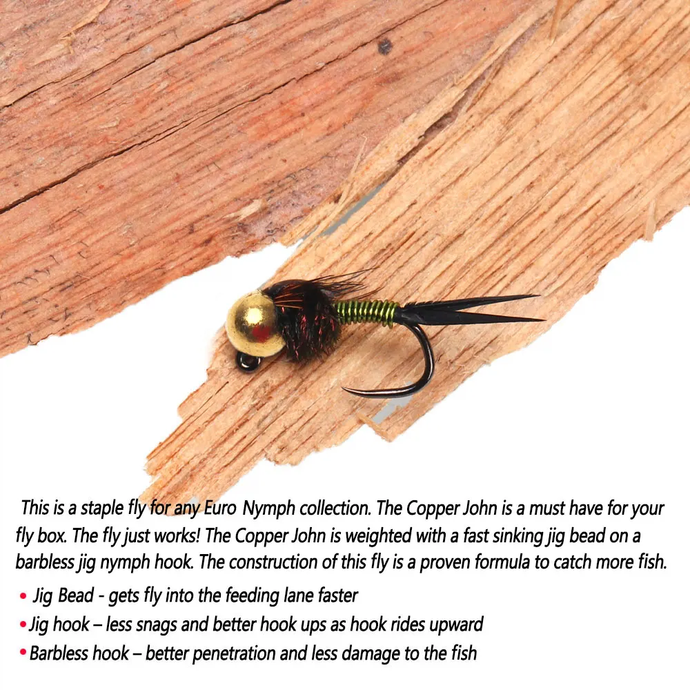 5pcs #14 #16 Barbless Tungsten Bead Head Jig Copper John Fly Fast Sink Wet Euro Perdigon Nymph Fly Trout Grayling Fishing Lures
