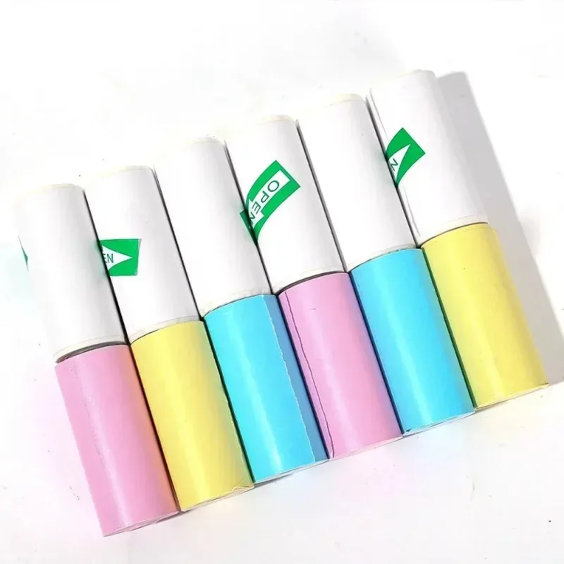 Papel térmico auto-adesivo, Impressoras de Etiquetas Coloridas, Inkless Estudante Estudo Impressora de Bolso, Mini Impressora, HD, 57x25mm, 5 Rolls