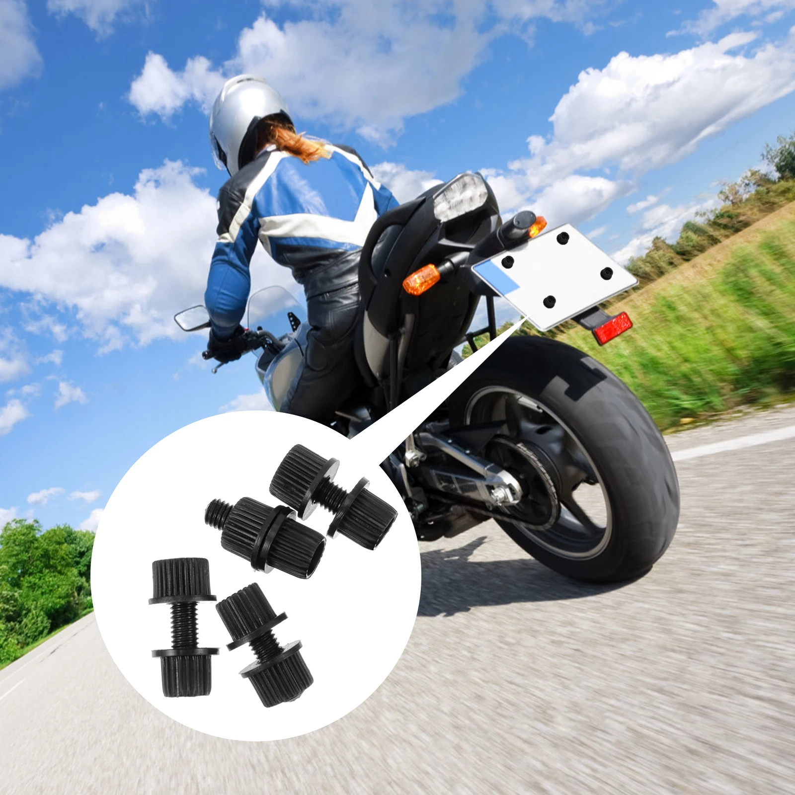 

4Pcs Motorcycle License Plate Frame Screws Rustproof Elegant Design Durable Practical Finger Installation License Plate Screw