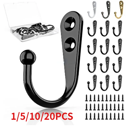 

20PCS Retro Wall Hooks Hangers Door Wall Mounted Coat Hooks with Screws Suction Heavy Load Rack for Kitchen Bathroom Accessories