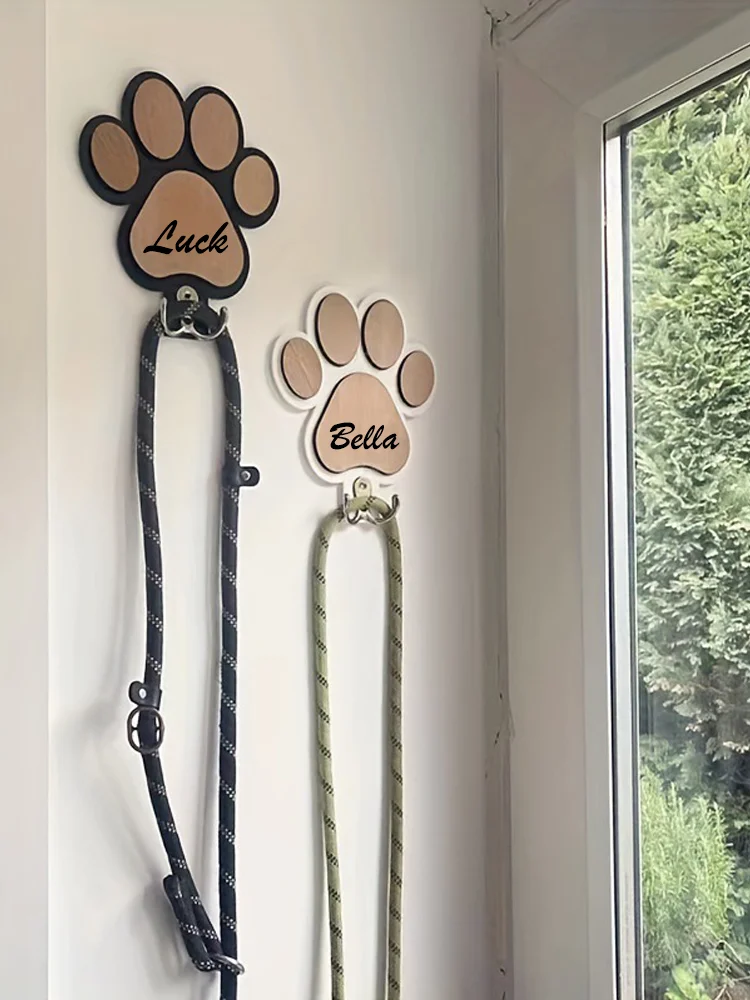 Maßgefertigter Holz-Hundeleinenhalter mit Pfotenabdruck Wandhaken Krallen-Design Mantel- & Halsbandhalter Einzigartiges Haustiergeschenk für Hundeliebhaber – Detail 9