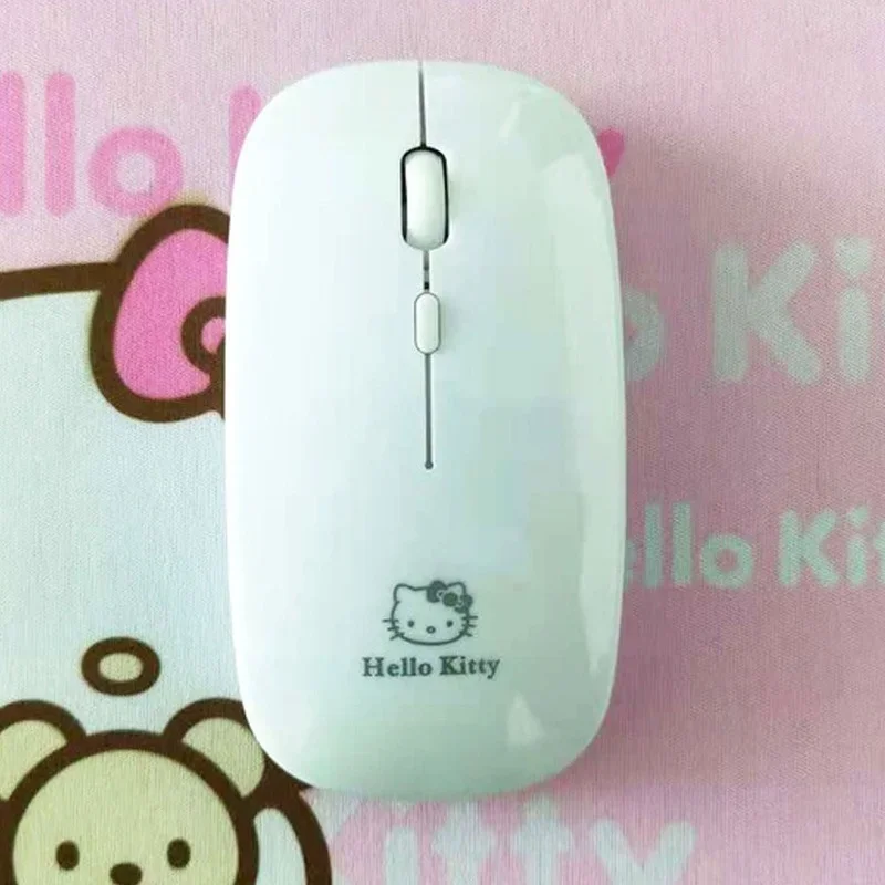 Hello Kitty-Mini ratón inalámbrico con Bluetooth, USB, silencioso, lindo dibujo animado, Accesorios para ordenador portátil, recargable, Lenovo,