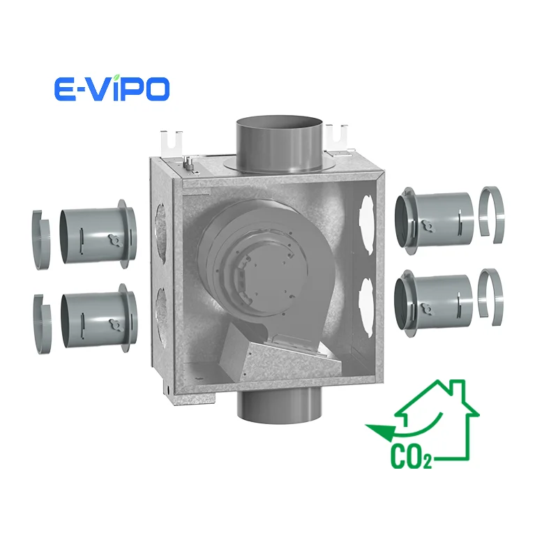 E-VIPO Hvac Air System Multi Ports Ceiling Ventilation Fan MEV Inline Duct Extract Fan Several Connection 75mm Air Port