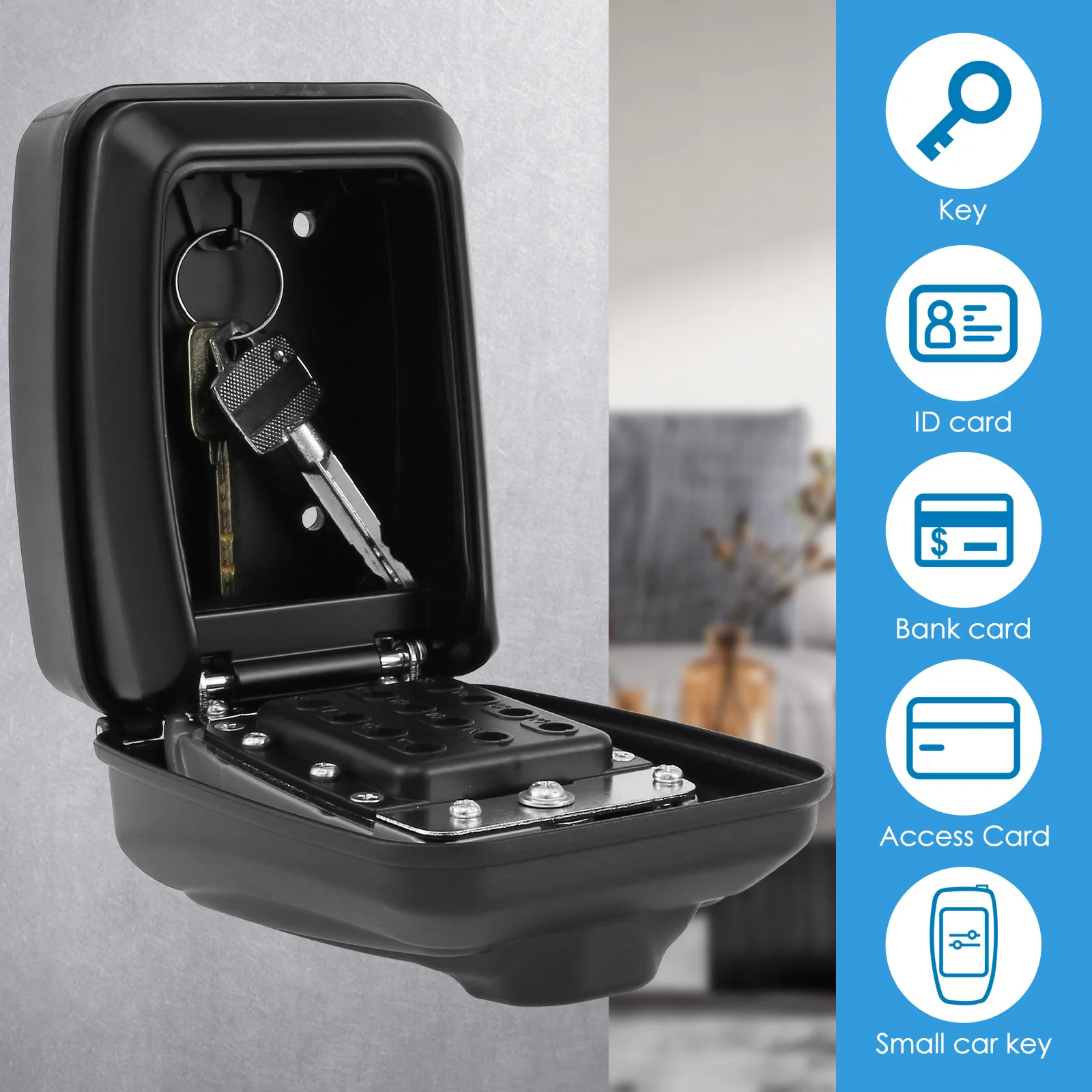 Password Lock Box Anti-theft Home Cat Eye Storage Management Decoration Password Secure Durable Wall Mounted Password Key Box