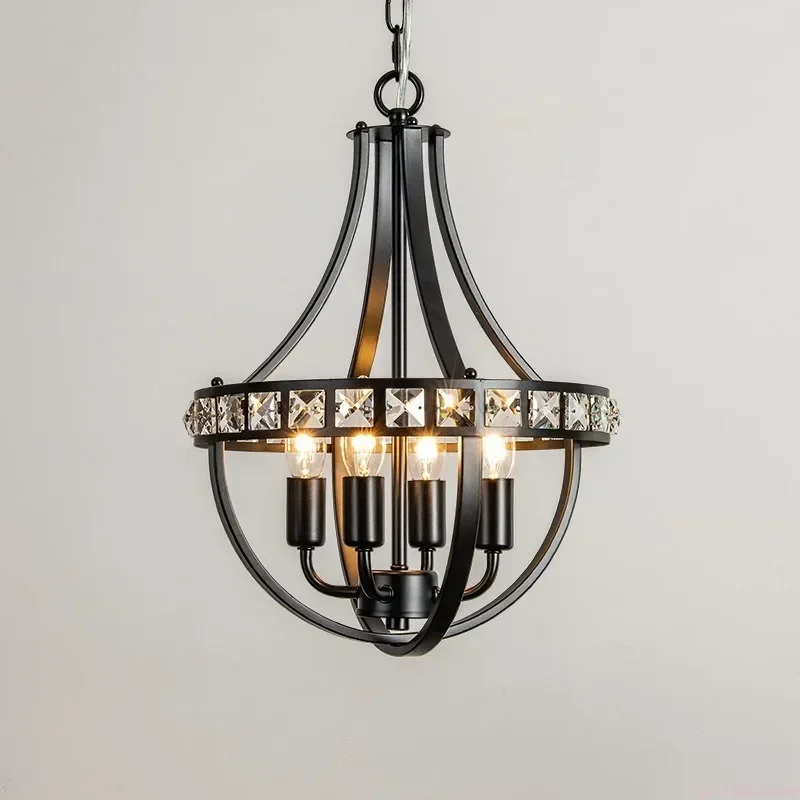 

GHEUVNJ American chandelier, crystal dining room lamp, kitchen dining table lamp, bedroom black chandelier