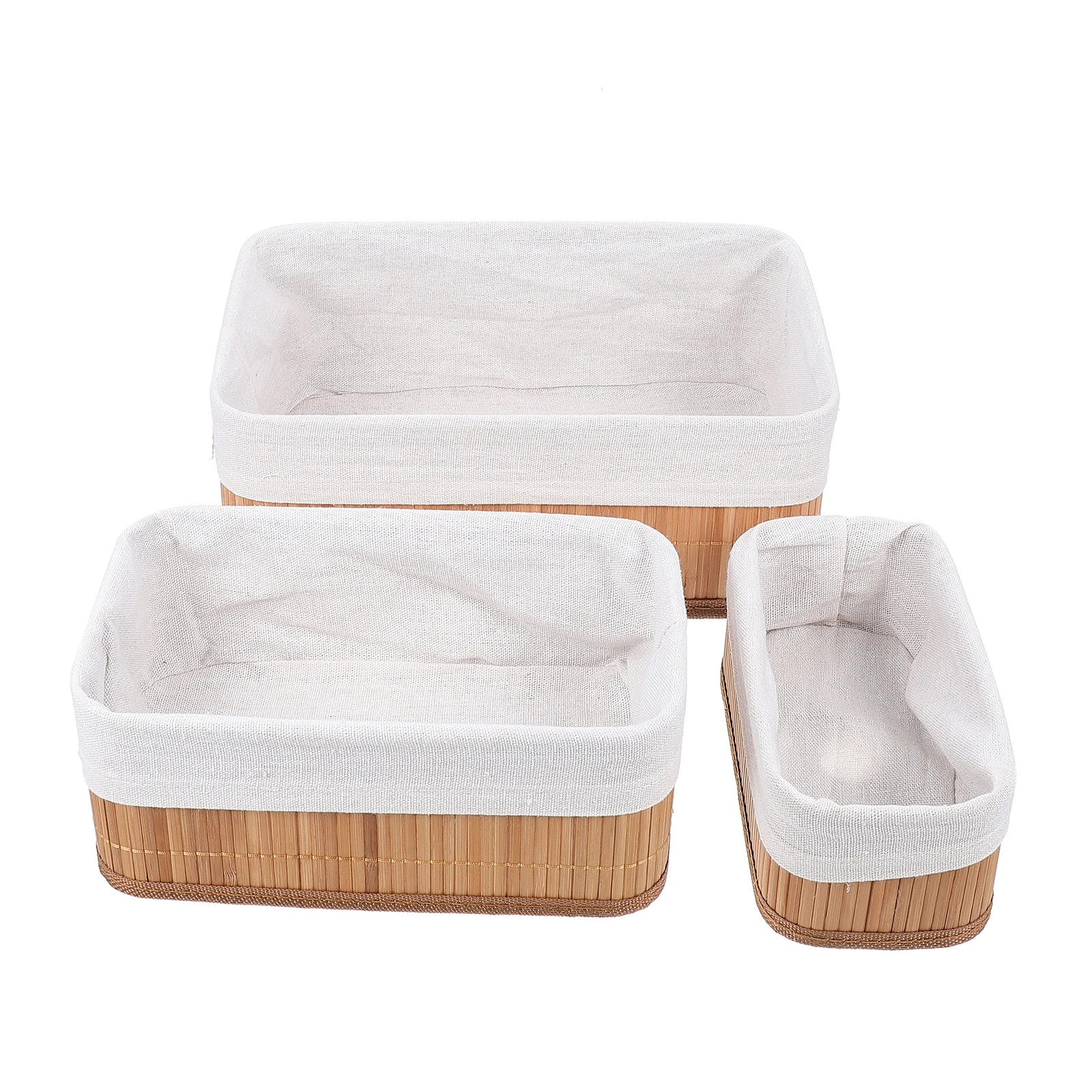 

3pcs Rattan Storage Basket Woven Desk Baskets Home Organizer Multifunction Vintage Simple Appearance Flat Base