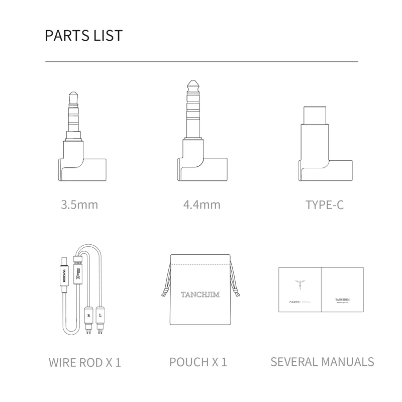 Tanchjim Cable X Silver-Copper Alloy Upgrade Cable Trzy wymienne wtyczki Kabel do aktualizacji słuchawek