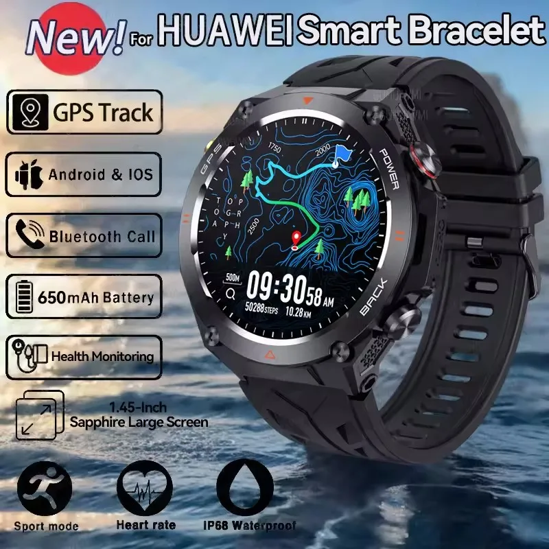 

2025 New For HUAWEI GPS Outdoor SmartWatch HD 412*412 AMOLED Screen Heart rate Bluetooth Call IP68 Waterproof Man Smart Bracelet