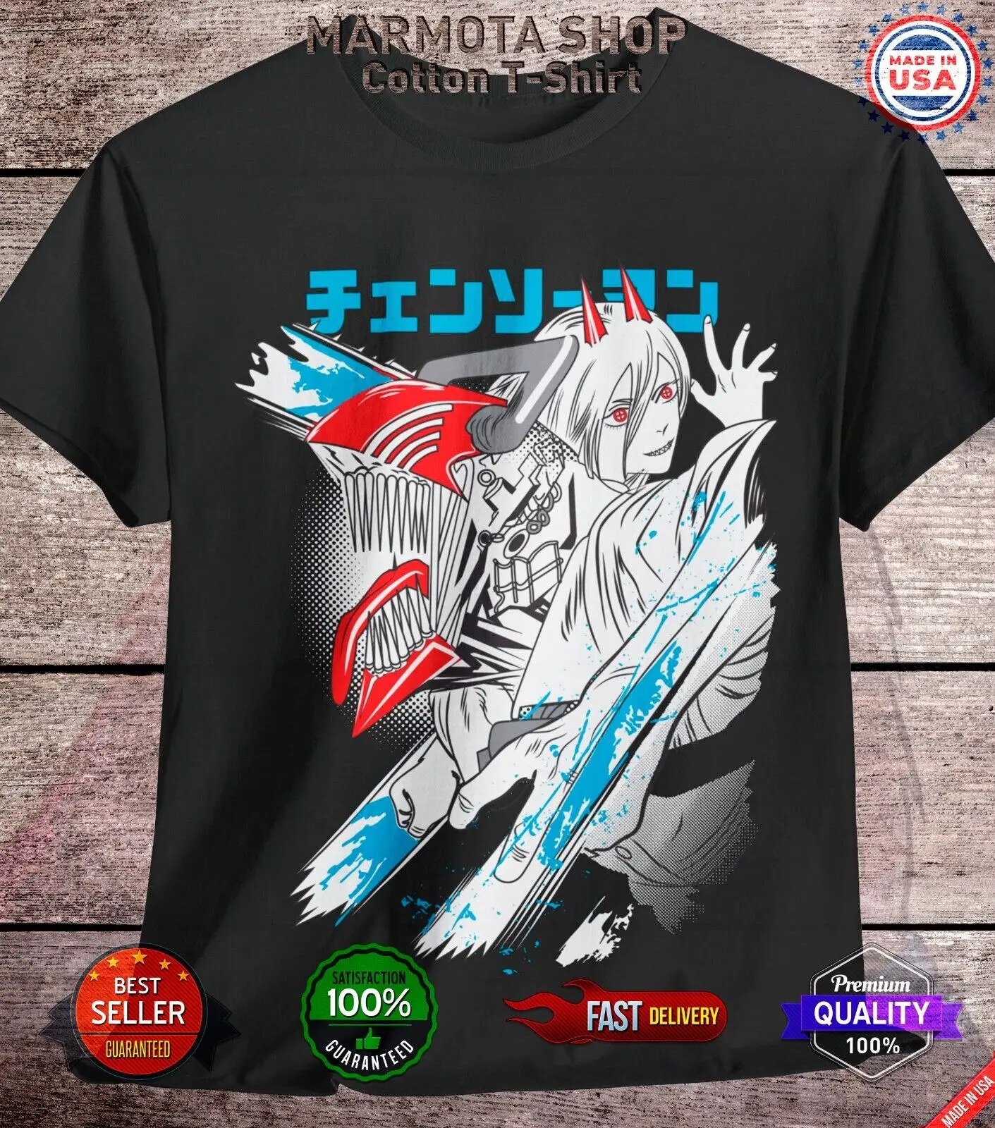 Power Denji Shirt Chainsaw Man Anime Tee T-Shirt Waifu Ecchi Sexy Makima Devil