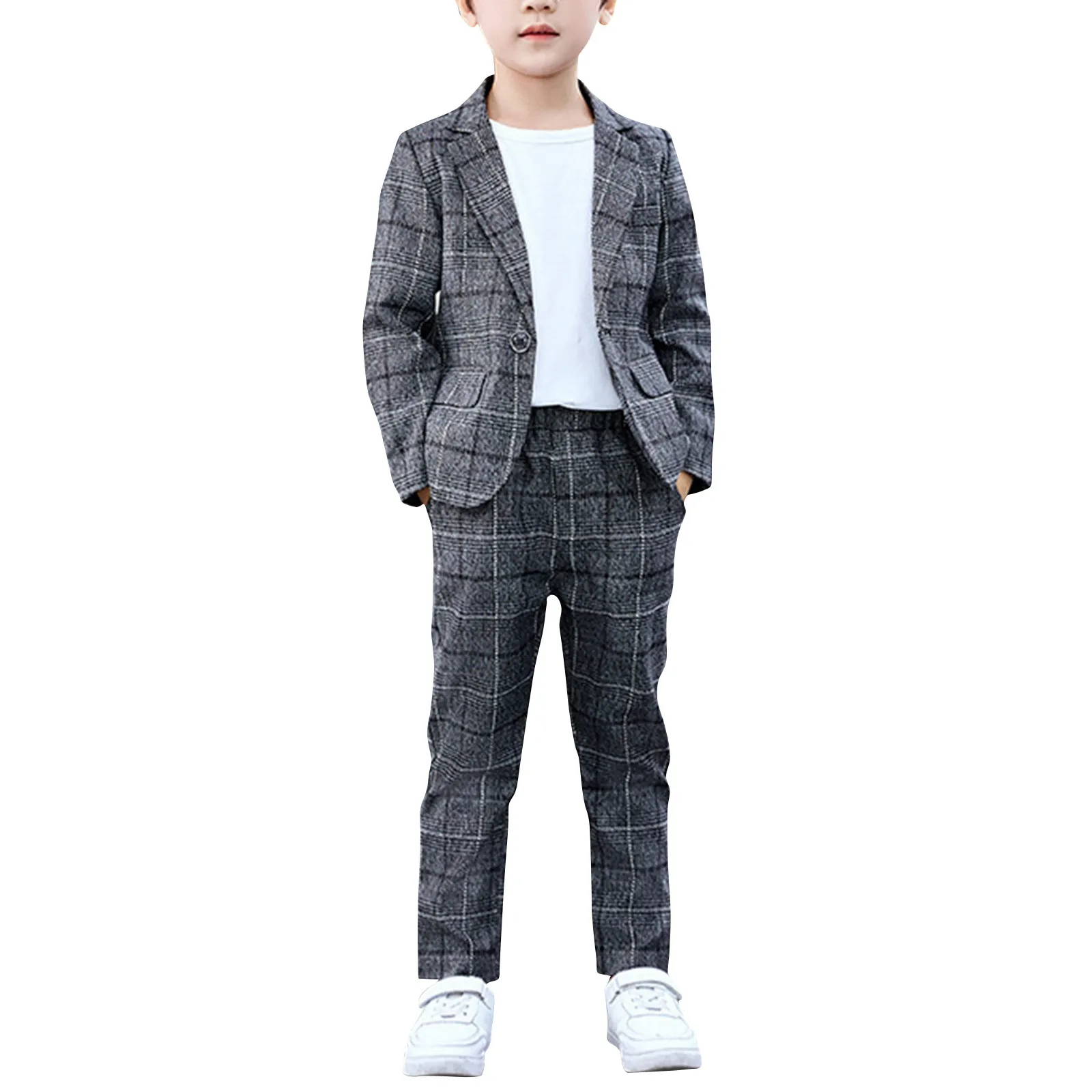 Classic Kids Piano Clothing Sets Formal Checkered Baby Boy Wedding Suits Dresses Children Festive Costume Elegant School Uniform