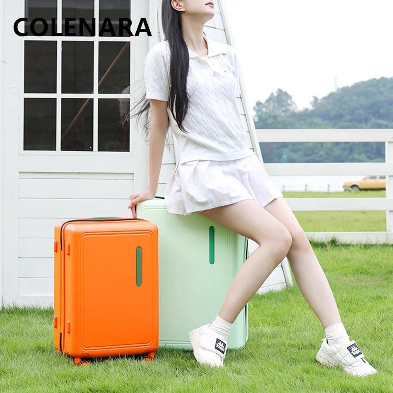 

COLENARA Новый 20-дюймовый чемодан для ПК, посадочный бокс, 24 дюйма, большая вместительная тележка, дорожная сумка, женский чемодан на колесиках