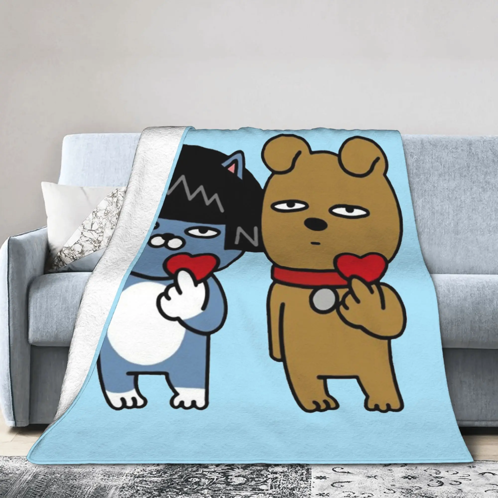 Frodo & Neo Blanket Coral Fleece Plush Summer Air Conditioning K-Kakaos F-Friends Thin Throw Blankets for Bedding Bedroom Quilt