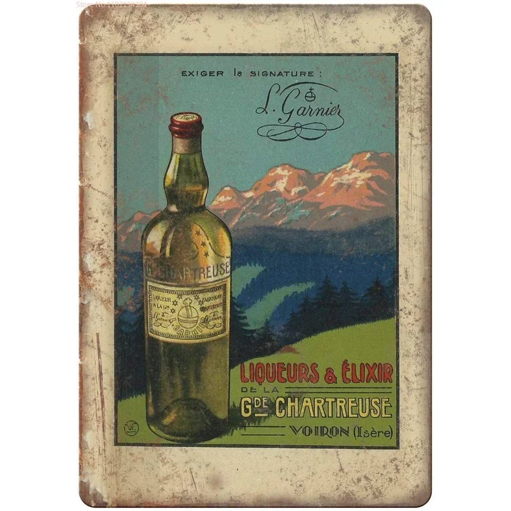 Chartreuse Liqueurs Liquor Retro Metal Tin Sign Plaque Poster Wall Decor Art Shabby Chic Gift Suitable