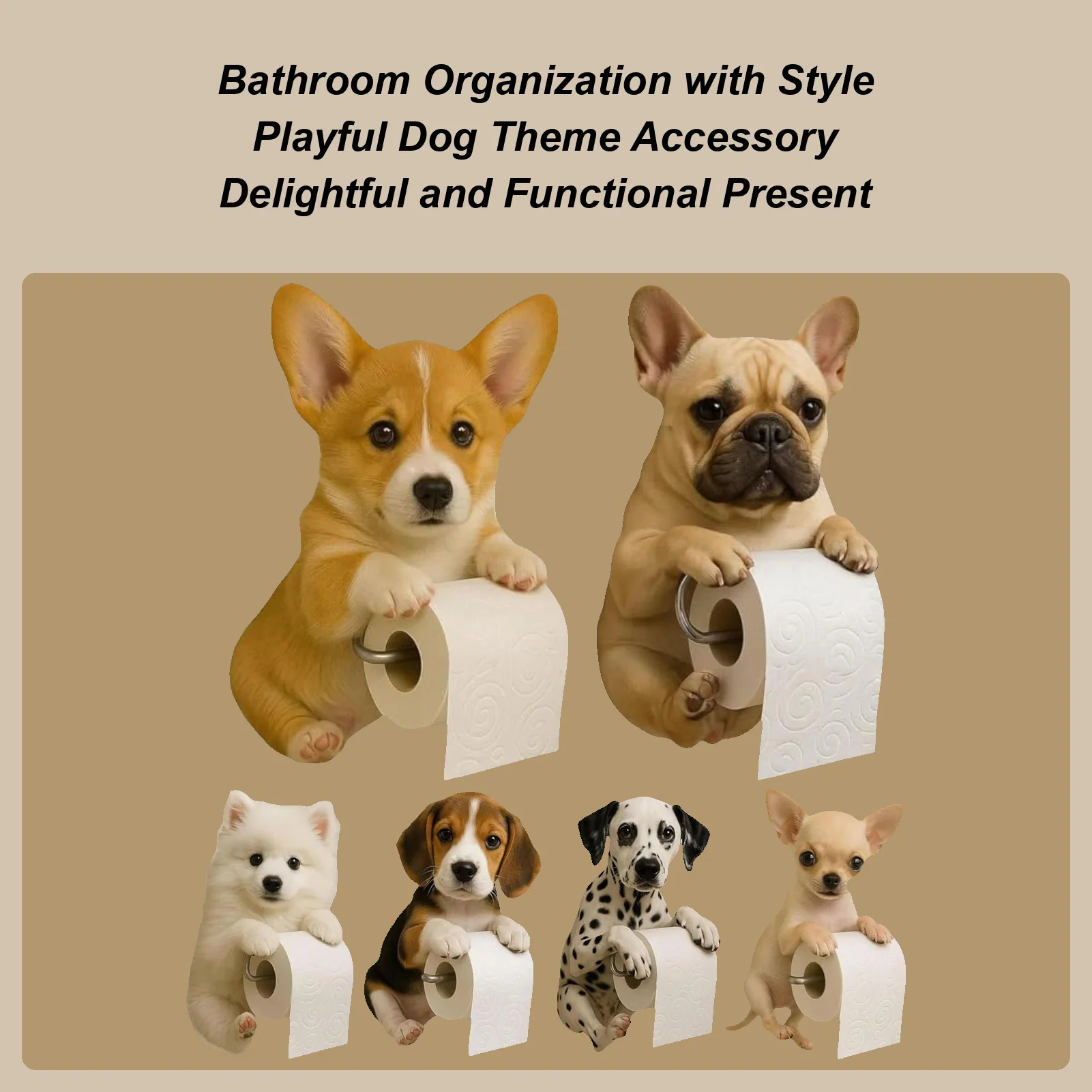 

Cute Paper Towel Holder Funny Dog Paper Towel Rack Tissue Dispenser Napkin Storage Organizer Wall Mount Home Decor Bathroom