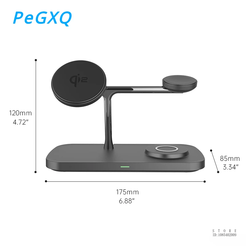 

T255 Qi2 Magnetic Charging Station for IPhone, Wireless Charger for IPhone 15 14 13 12 Pro Max & Airpods 3 2 1 & Iwatch 7 8 9 SE