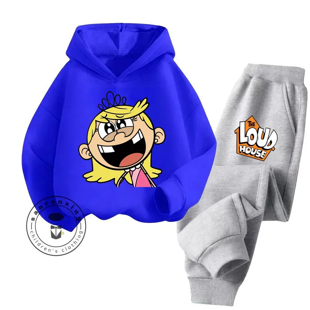 The Loud House Garb Low Maintenance Clothing Wash Friendly Cartoon Patterns Fall Winter Easy Care Pure Cotton Kids Hoodie Set