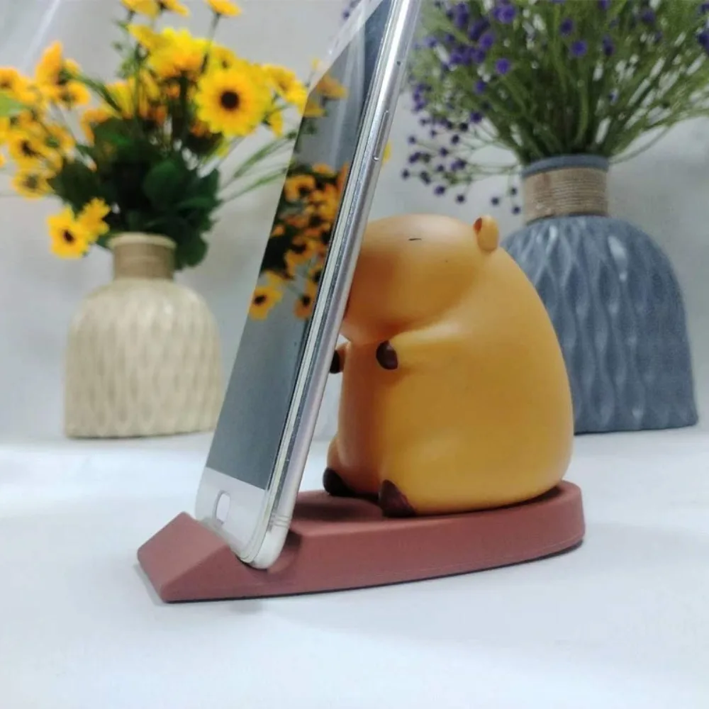 Figure Model Capybara Phone Holder PVC Doll Support Capybara Mobile Phone Stand Animal Cartoon Capybara Cell Phone Bracket