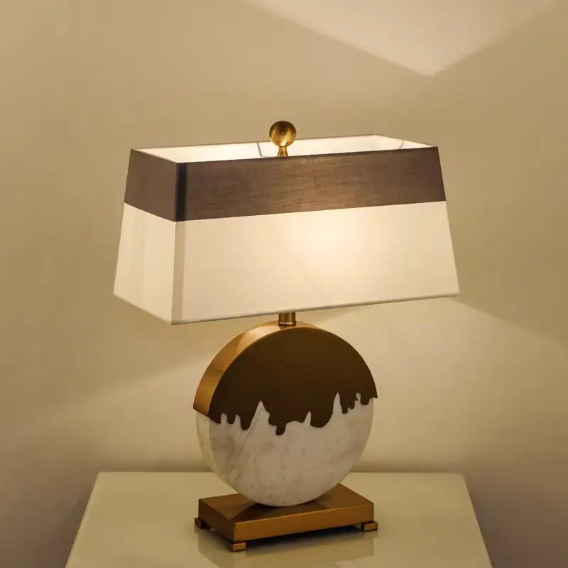 European marble art fabric metal base bedroom bedside living room creative desk lamp