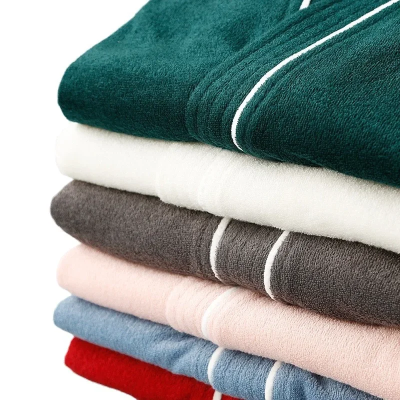 Soft Absorbent Towel Material Bathrobe Women Sleepwear Kimono Shower Bathrobe Couple Men Peignoir Homewear Loungewear
