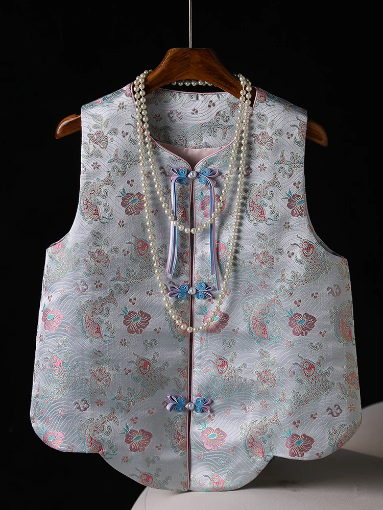 

Новый китайский женский свитер-жилет в стиле ретро, осенний топ для повседневной носки, высококачественная верхняя одежда в стиле ципао