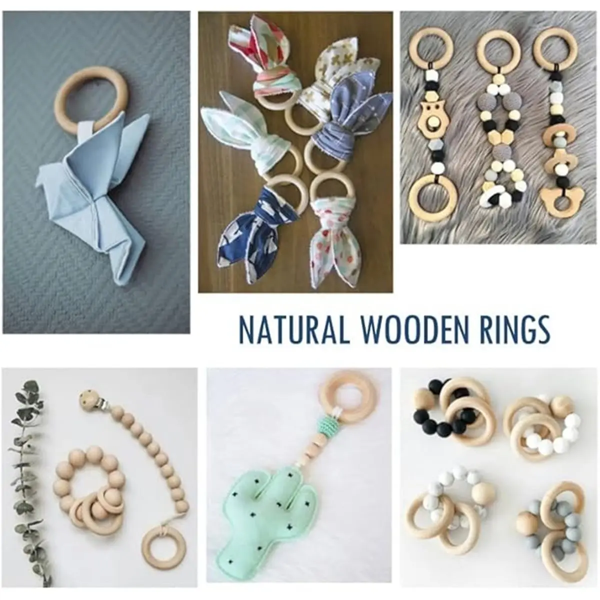 100 PCS Unfinished Natural Wooden Rings for Crafts,Wood Rings for DIY,Pendant Connectors,Jewelry Making,Macrame Supplies