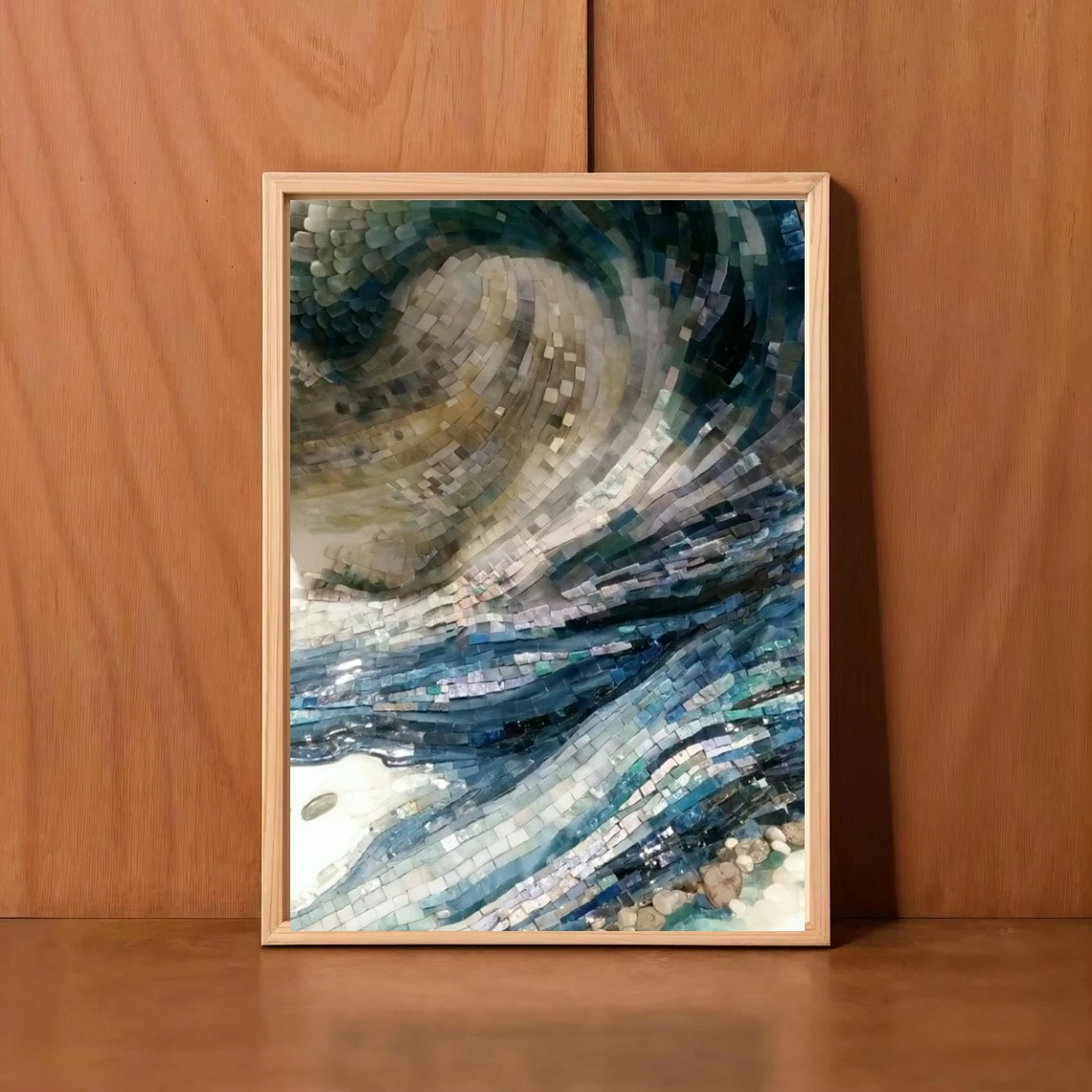 Abstract Blue White Water Ripple Oil Painting By Number DIY Wall Decor for Game Room or Living Room Gift Frameless