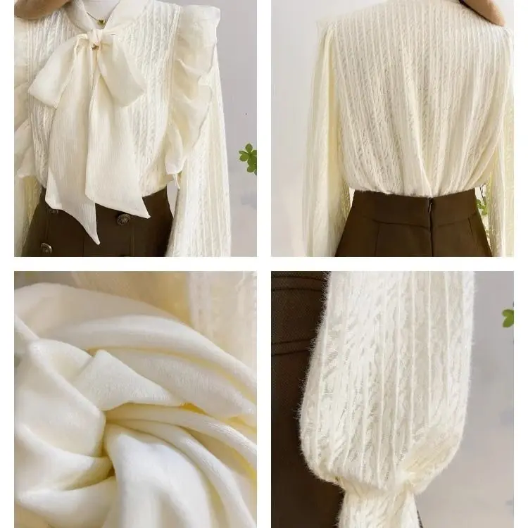 Shirts & Blusen Blusa Feminina Krawatte Up Bogen Chiffon Hemd Herbst Winter Frauen Top Pirm Centro Camisas De Mujer