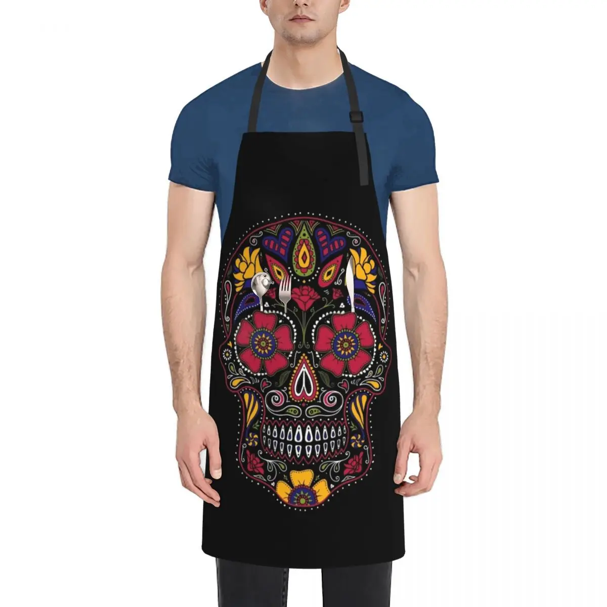 

Day of the Dead Sugar Skull Dark Apron Goods For Home And Kitchen Hairdressing Apron