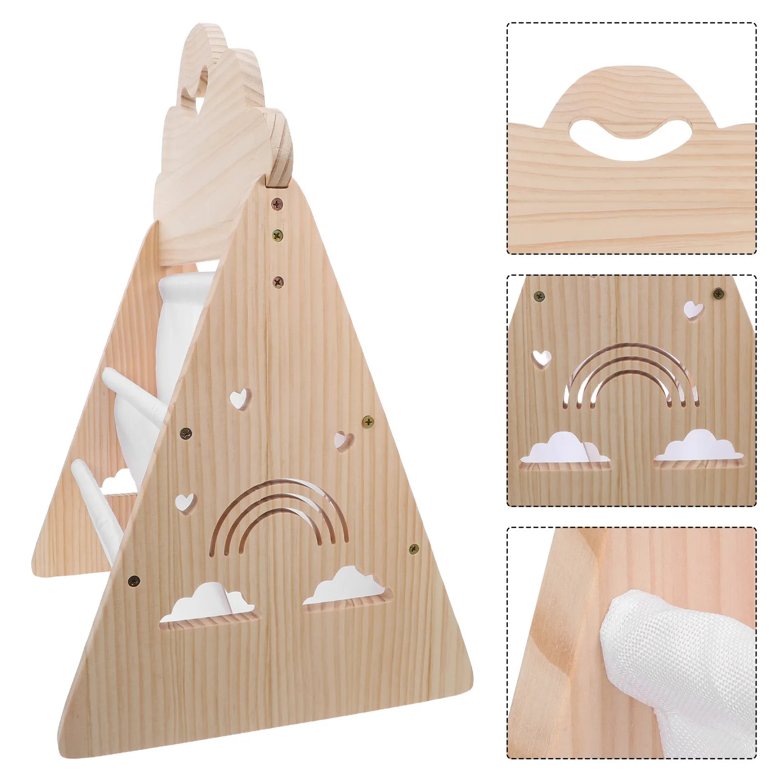 Wooden Bookshelf Natural Wood Nursery Book Rack Room Book Storage Organizer Playroom Shelf