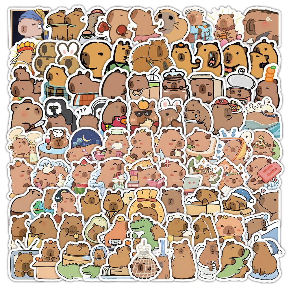 10/30/50/100pcs Cute Cartoon Capybara Graffiti Stickers Decals Kids Toys Laptop Suitcase Phone Car Scrapbook Decoration Sticker