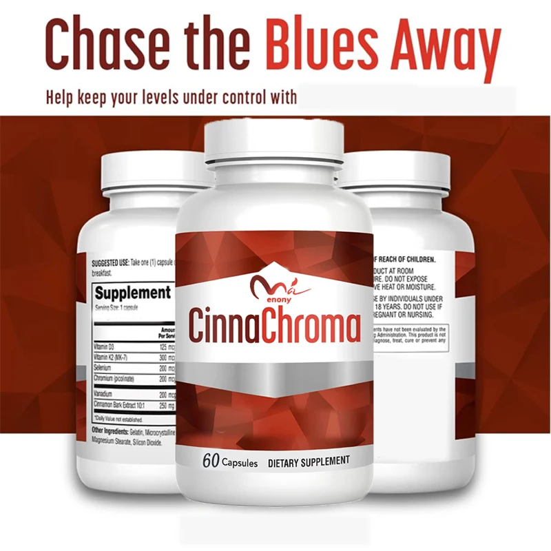 CinnaChroma 60 Cinnamon Capsules - Contains Chromium and Vanadium Pyridinate to Support Metabolic Cardiovascular Health