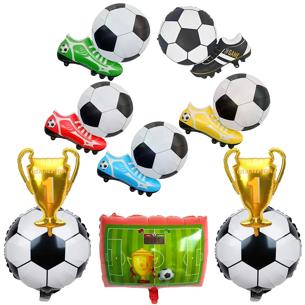Ballons en forme de ballon de football et de chaussures de football rouges/verts pour la décoration de fêtes d'anniversaire sur le thème du football et des sports