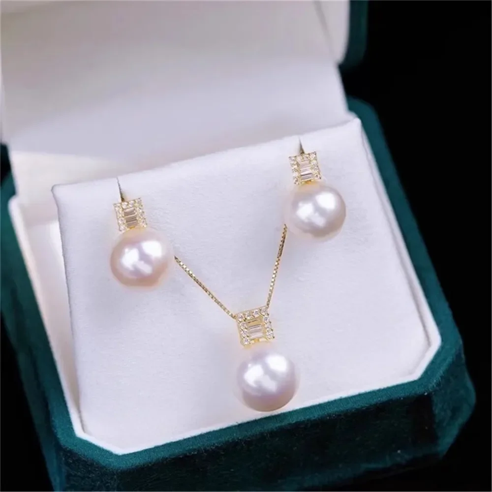 DIY Pearl Accessories 18K Bag Gold Copper Thick Gold Plated Sugar Cube Pendant Stud Earrings Set Work in Progress Gold Silver