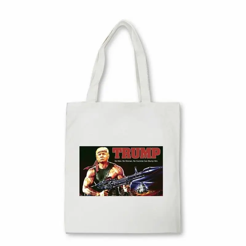 Donald Trump 2024 I\'ll Be Back Funny Shopping Bag Handbag Canvas Reusable Large Capacity Storage Tote Bag Travel Shoulder Bags