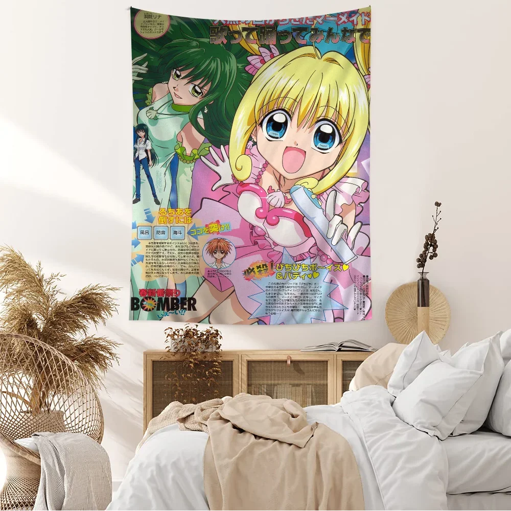 Mermaid Melody Anime Pichi Pitch Hanging Bohemian Tapestry Cheap Hippie Wall Hanging Bohemian Wall Tapestries Mandala Wall