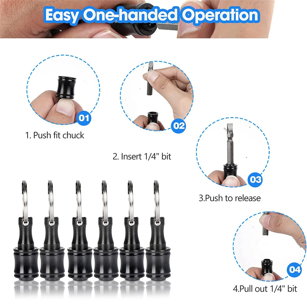 Hex Chave De Fenda Bit Titular, Barra De Extensão, Adaptador De Parafuso Chaveiro, Broca Mudança Broca Bits Titular, 1/4"