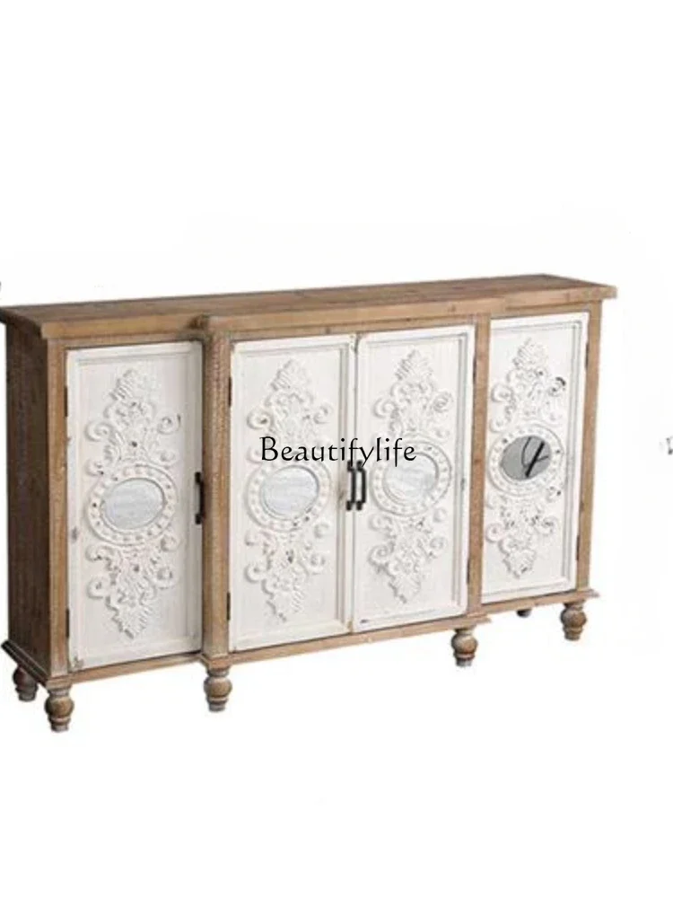 

z.American retro old porch storage decorative cabinet foyer carved bed and breakfast