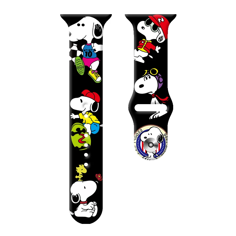 

Relaxing Healing Snoopy Series Print Strap for Apple Watch 11/10/9/SE, Soft Waterproof Replacement Silicone Band 45mm/44mm/42mm