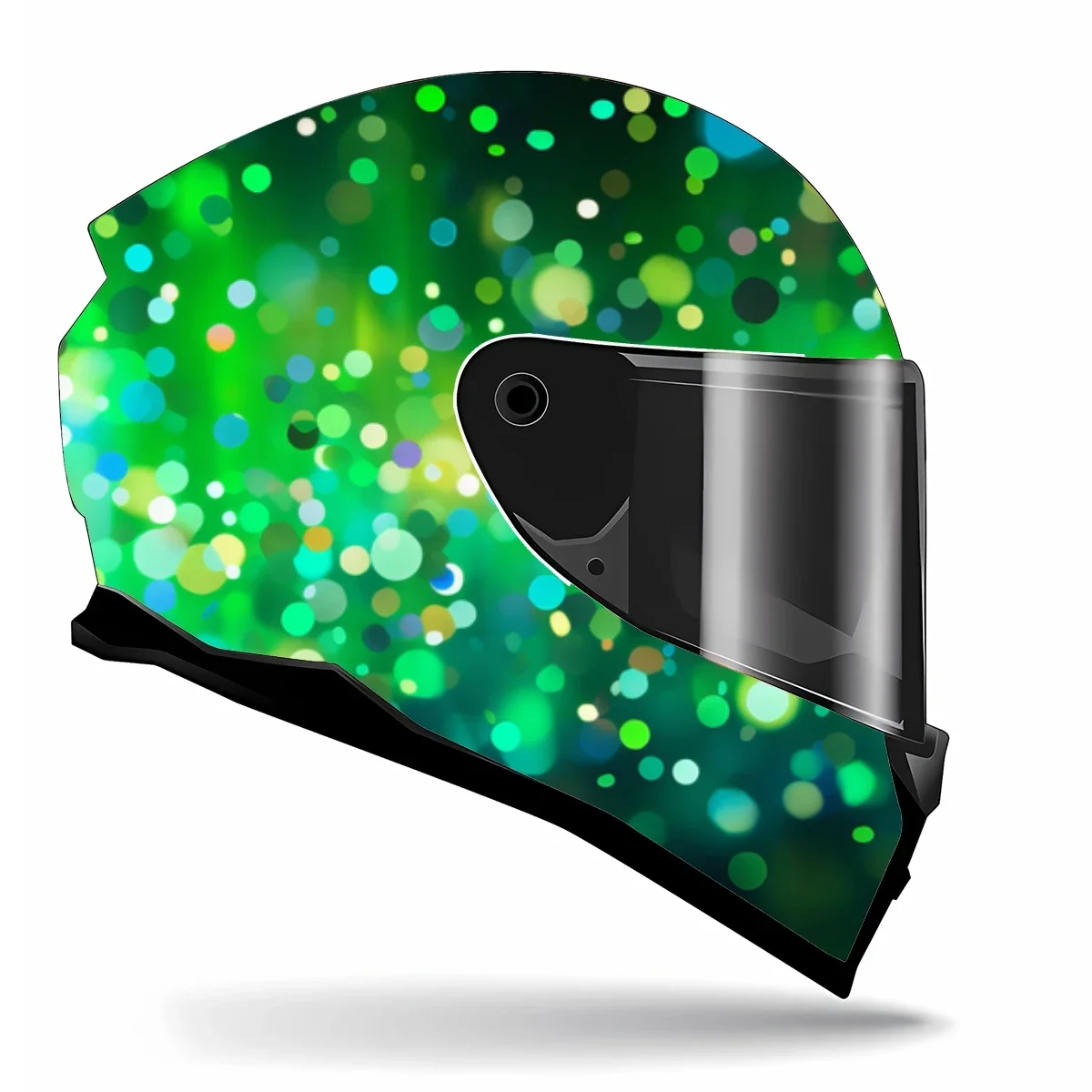 Abstract Green Glitter Full Helmet Wrap Sticker Motorcycle Helmet Racing Graphic Decal Vinyl Wrap Helmet Decorative Sticker