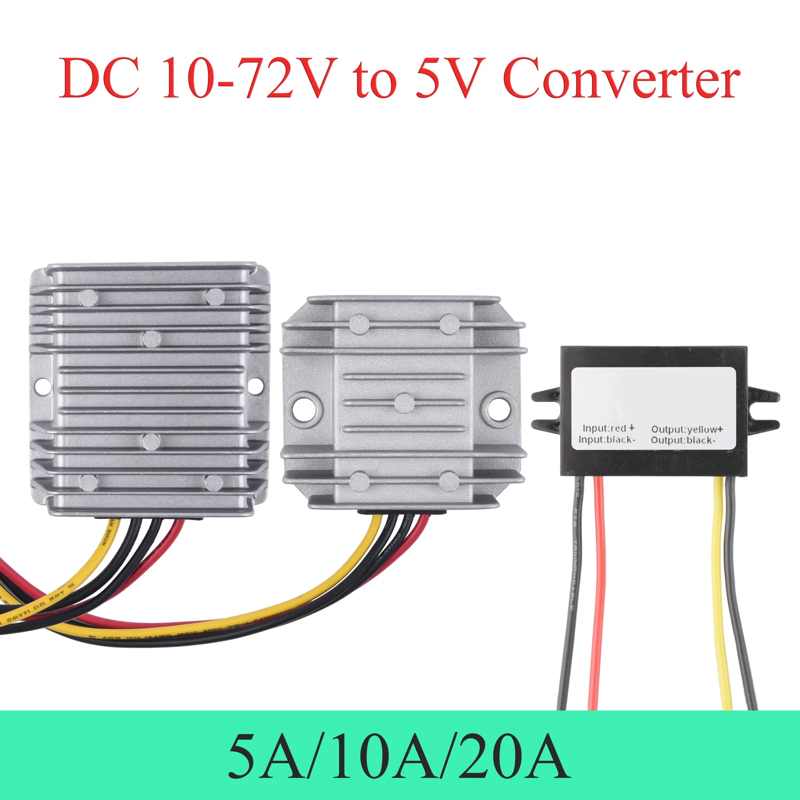 

Понижающий преобразователь постоянного тока от 10 до 72 В до 5 В, модуль регулятора напряжения автомобильного понижающего источника питания 5 А/10 А/20 А