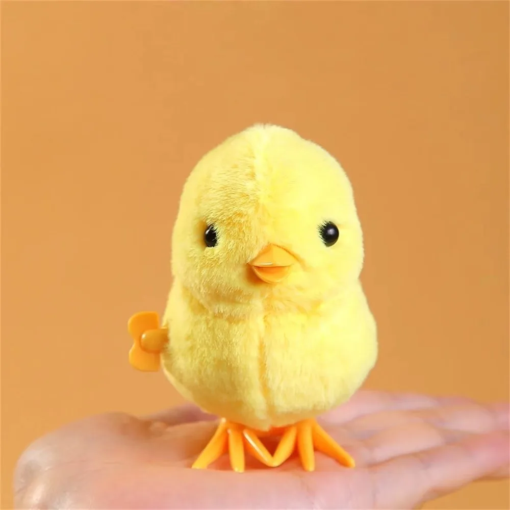 Jumping Chicken Duck Yellow Jumping Chicken Clockwork Toy Plush Simulation Interactive Toy Walking Hopping Cartoon Kids Toy