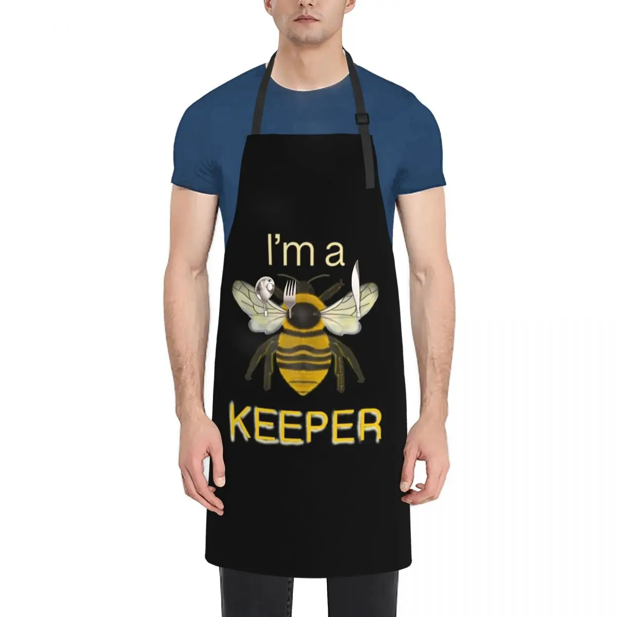 

I'm a keeper, Bee keeper joke Apron with pockets Kitchen Apras Man painting Kitchen For Women Apron