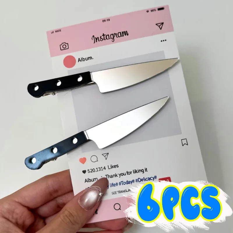 

1/6Pcs Funny Emulation Knife Hairpin Bangs Side Barrettes Hair Accessories Hairclip for Women Hip-hop Creative Hairclip Headwear