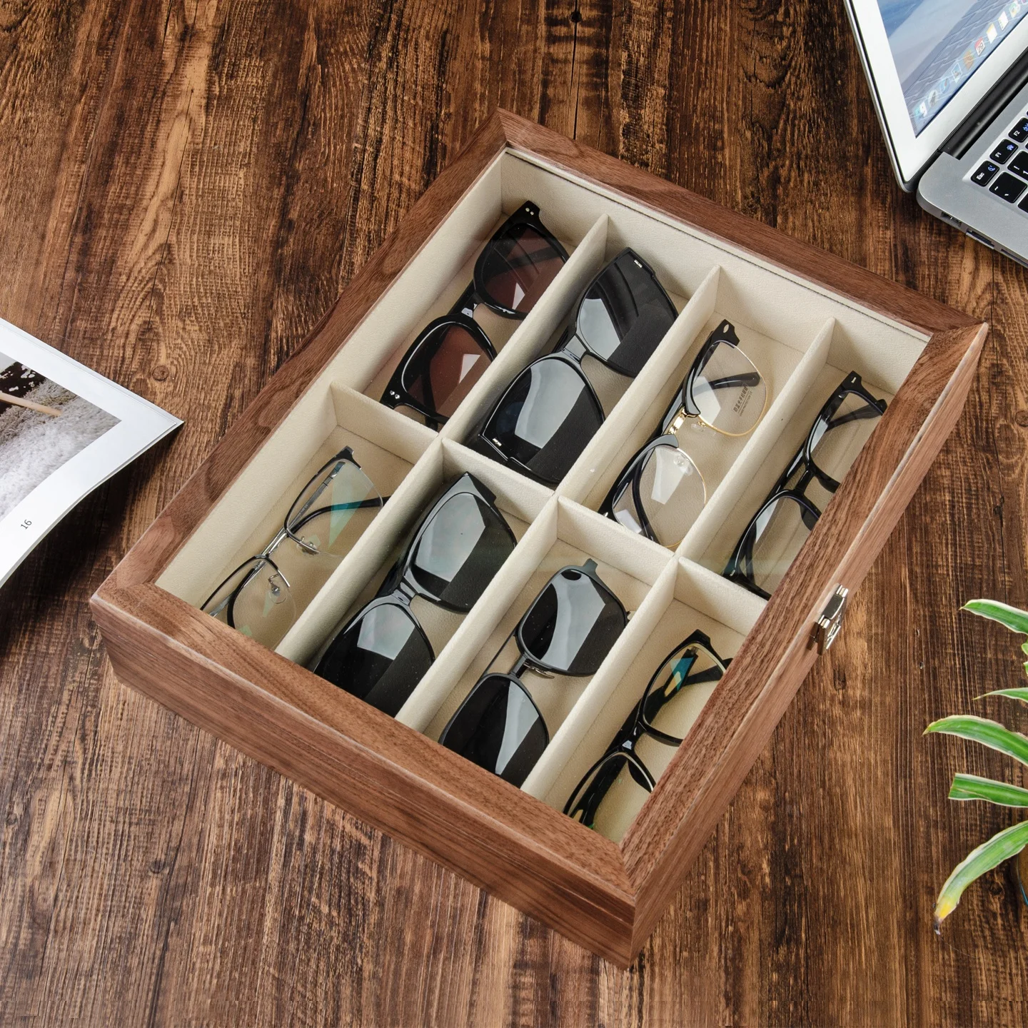 high-end-walnut-wooden-sunglasses-storage-box-multi-functional-display-case-dust-proof-organizer-for-home-and-collectibles