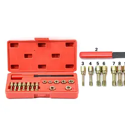 15Pcs with Storage Case Multipurpose Auto Repairing Practical Hand Tool Set Generic Axle Spindle Rethreading Tool Thread Chaser