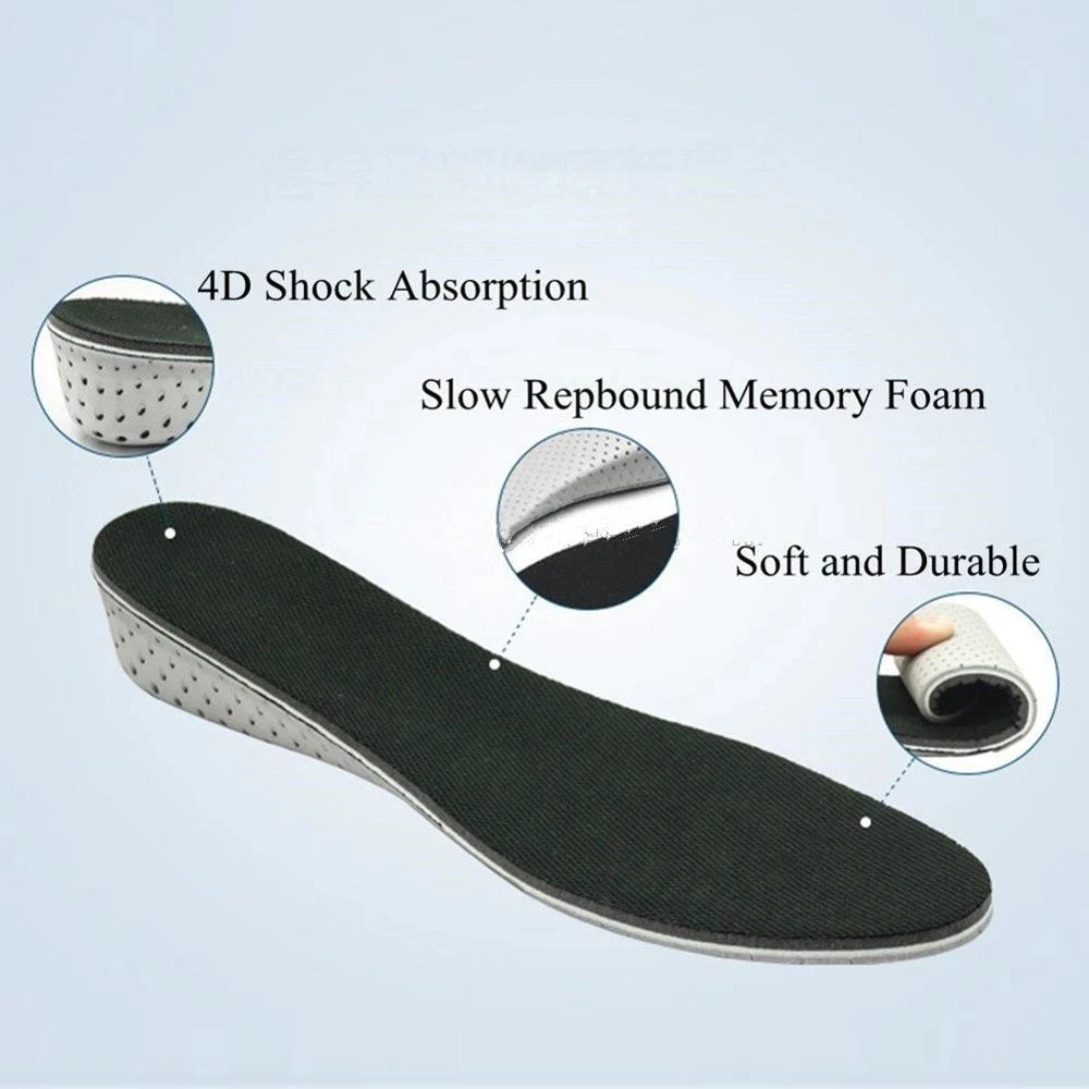 Invisible Raised Insole for Shock Absorption for Men and Women 2.3/3.3/4.3cm High Insole for Sweat Absorption and Ventilation