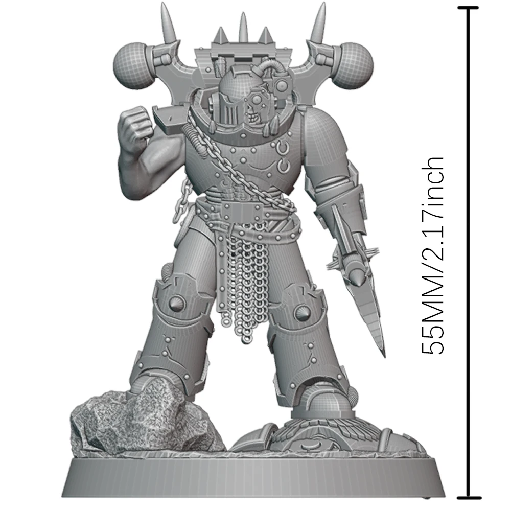 55mm 3d Print Model KitChaos blacksmith Warrior Miniature Model Kit DIY Resin Figure Toys for Hobbyists and Collectors