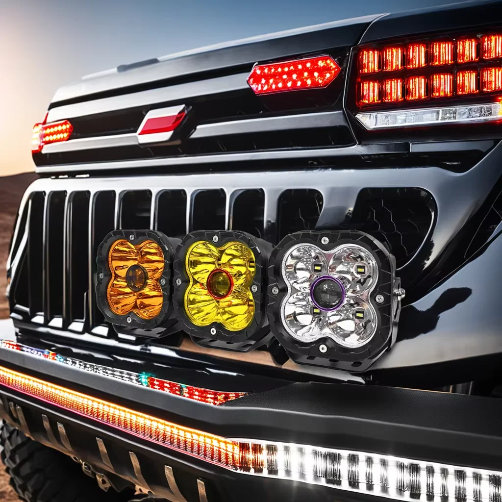 2025 Customized New Amber White Super Bright Laser LED Driving Light Cube Black Offroad Truck 4x4 LED Fog Lamp Light 5inch Led