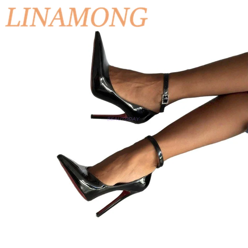 وأشار مشبك أسود أحذية عالية الكعب عصرية وبسيطة سوداء براءات الاختراع والجلود مزاجه الحفلات والولائم حذا فردي للسيدات #6